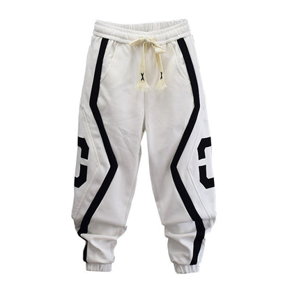 C-shaped sweatpants loose leg-tie