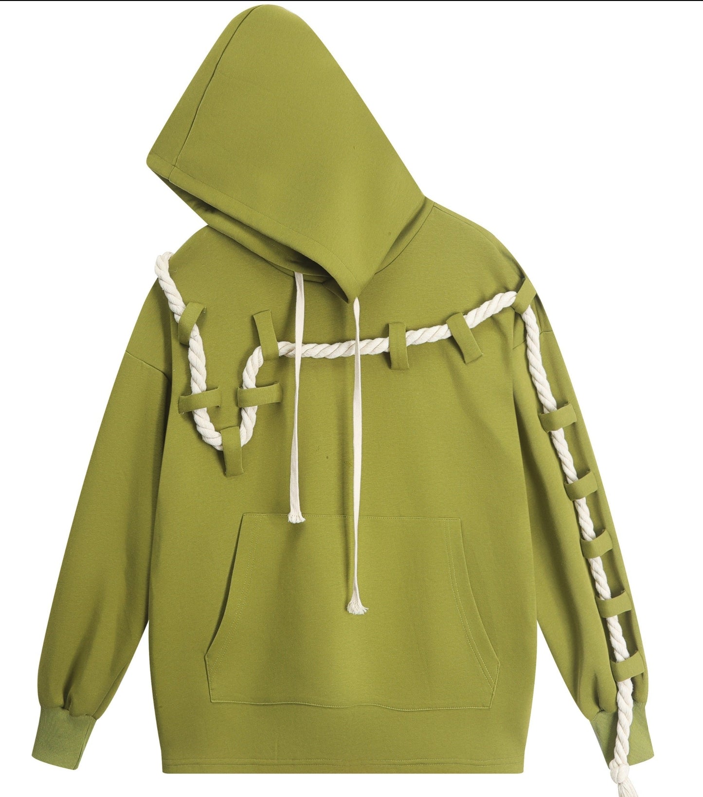 Oversize hooded unisex detachable knitted drawstring pullover hoodies