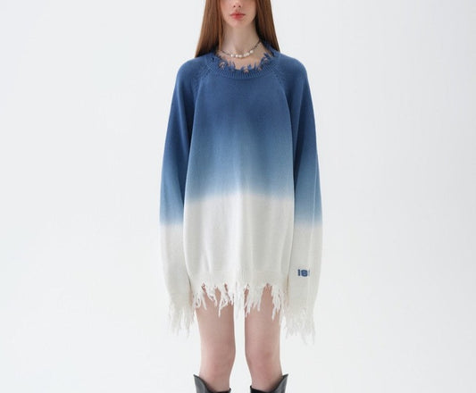 Destructive  sweaters gradient washed unisex sweater