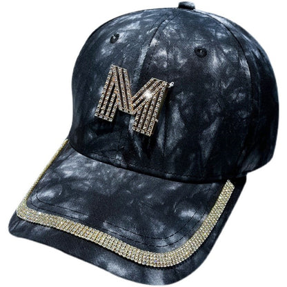 Sun baseball cap women's baseball hat rhinestone M-letterp lp