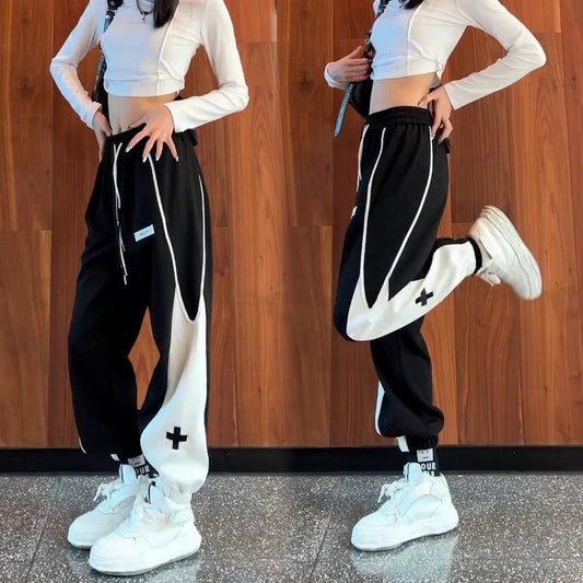 Black plush sanitary pants women's sweatpants