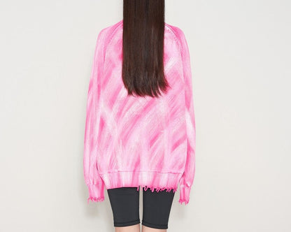 Pink  Lazy Pullover Sweater Knitwear for Men and Women