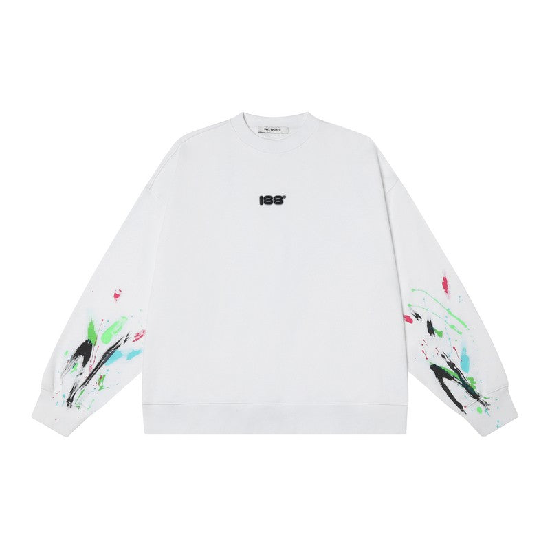 White sweatshirts unisex pullover cuffs painted