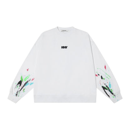 White sweatshirts unisex pullover cuffs painted