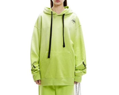 Green hoodies washed creative pullover