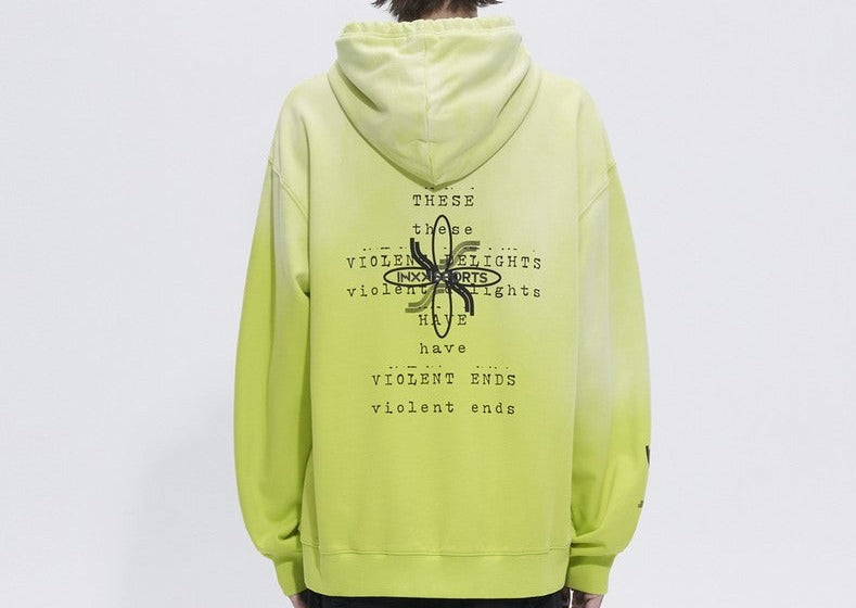 Green hoodies washed creative pullover