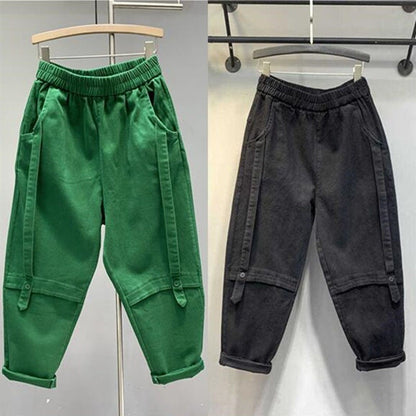 Green denim pants for women high waisted