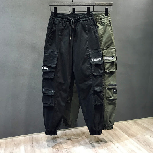 Pants men's loose trendy black nine-point joggerpants