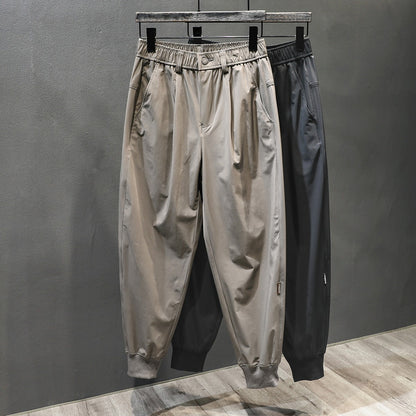 Thin ice silk  sweatpants elastic casual trousers