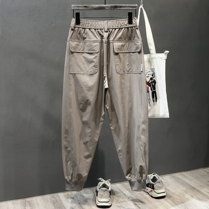 Thin ice silk  sweatpants elastic casual trousers