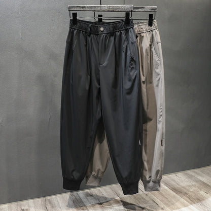 Thin ice silk  sweatpants elastic casual trousers