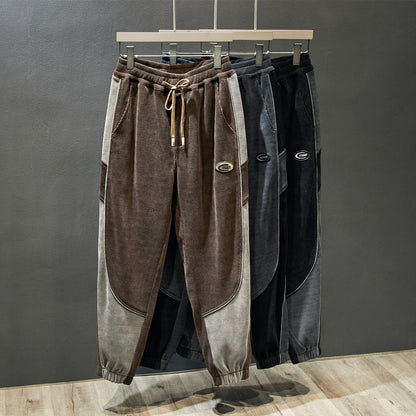 Stitched corduroy sweatpants men's pants