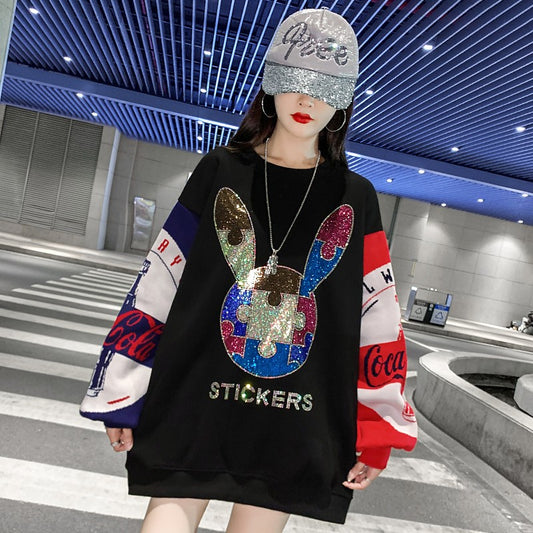 Knitted stitching colorful sweatshirt