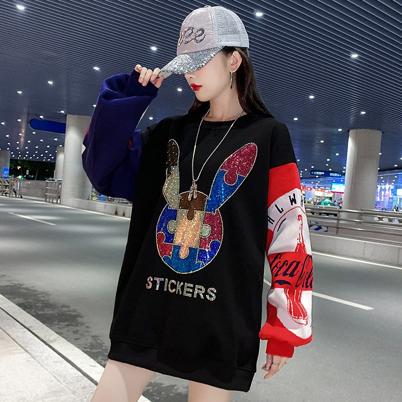 Knitted stitching colorful sweatshirt