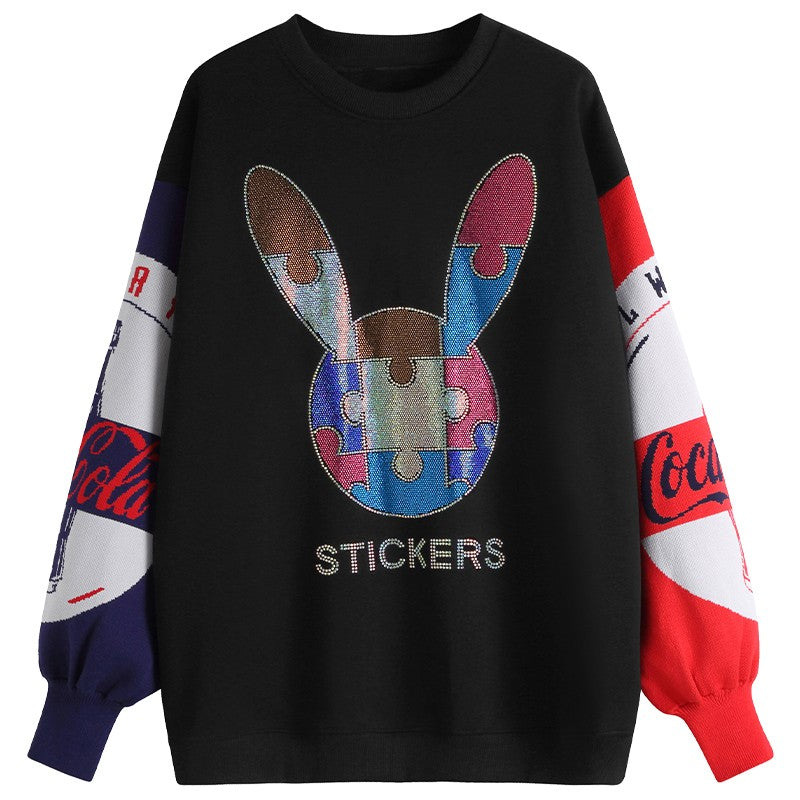 Knitted stitching colorful sweatshirt