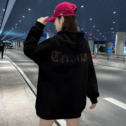 Super hot winter loose diamond hoodies