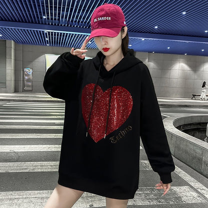 Super hot winter loose diamond hoodies