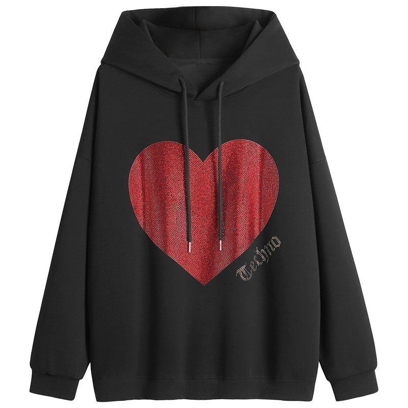 Super hot winter loose diamond hoodies