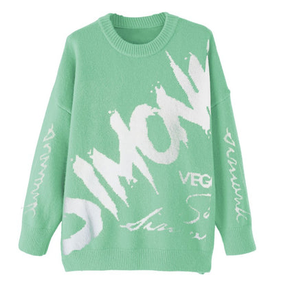 Fluorescent Green Sweater Women's Loose Fit