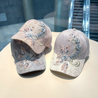 Face hat flower embroidery women's baseball cap