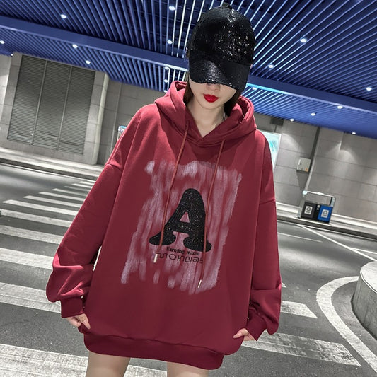 A hooded letter embroidery unisex hoodies