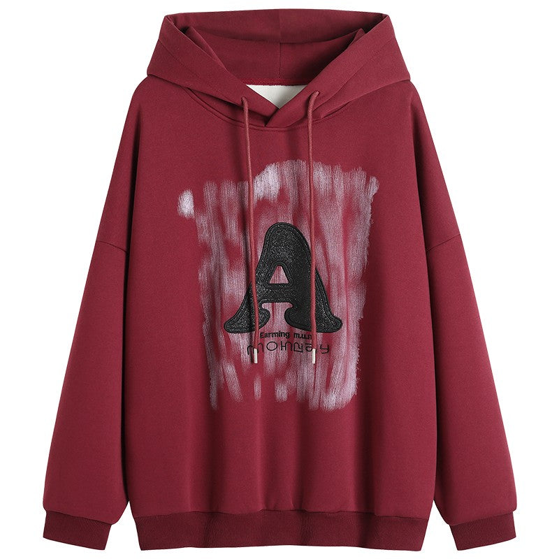 A hooded letter embroidery unisex hoodies