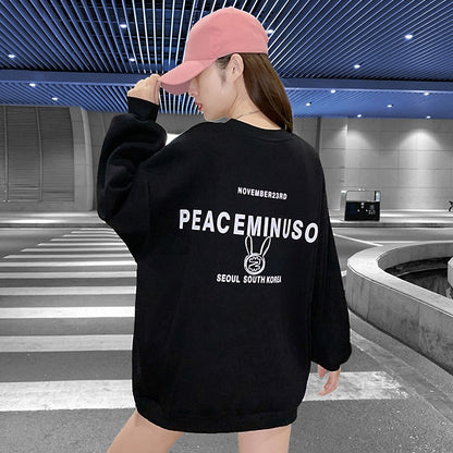 Pink black oversize sweatshirt for women