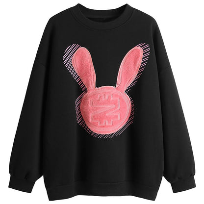 Pink black oversize sweatshirt for women