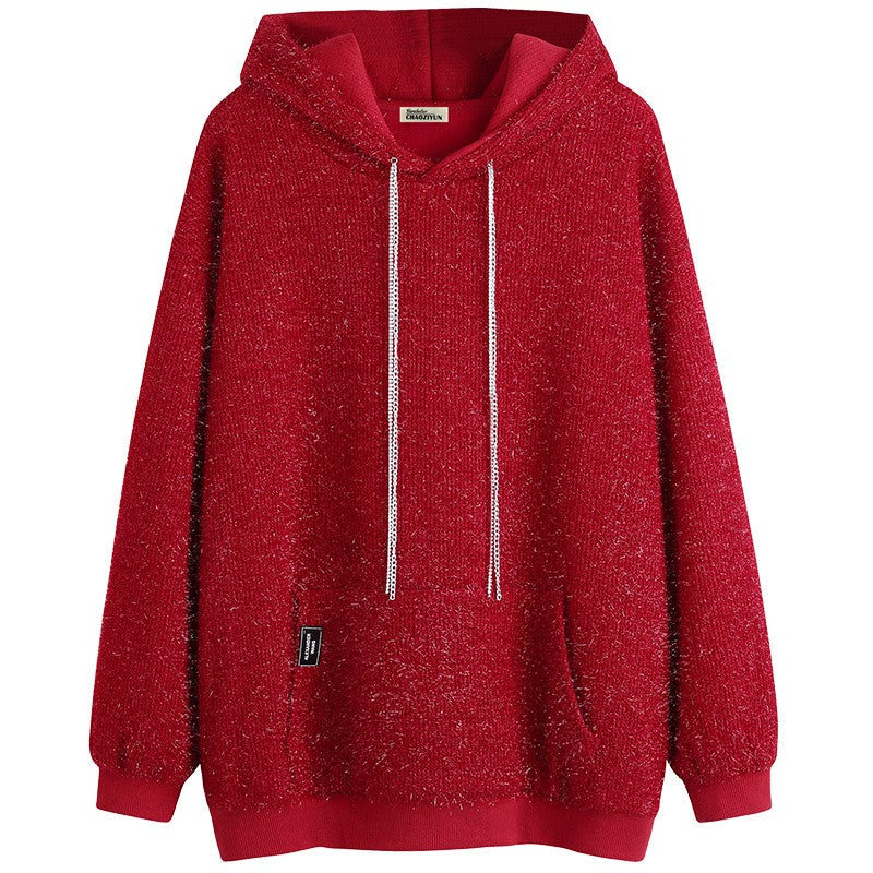 Red glitter women's hoodies