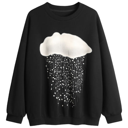 Rain drop loose oversize mid-length sweatshirt