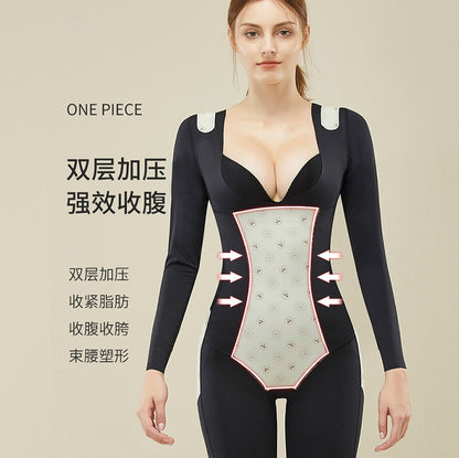 Long-sleeved shapewear one-piece corset bodyshaper