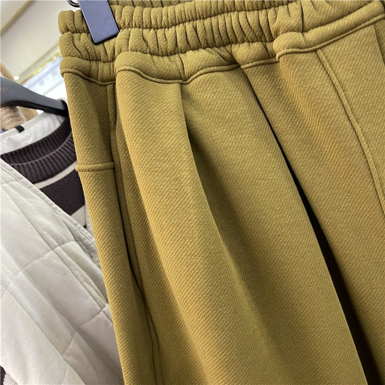 Khaki slacks casual wide-leg elastic waist sweatpants