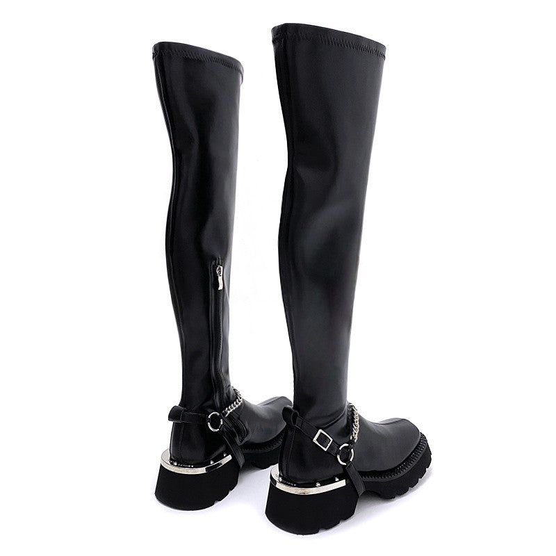 Black Long boots women's over-the-knee knight boots