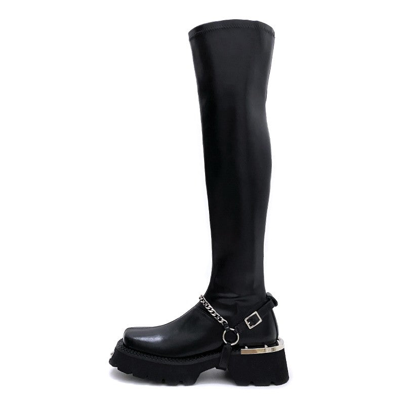 Black Long boots women's over-the-knee knight boots