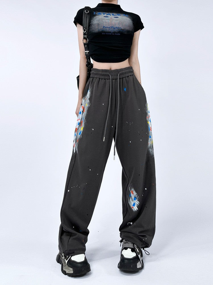 Cover-up colore splash elastic drawstring sweatpants