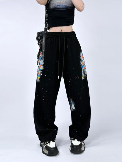 Cover-up colore splash elastic drawstring sweatpants