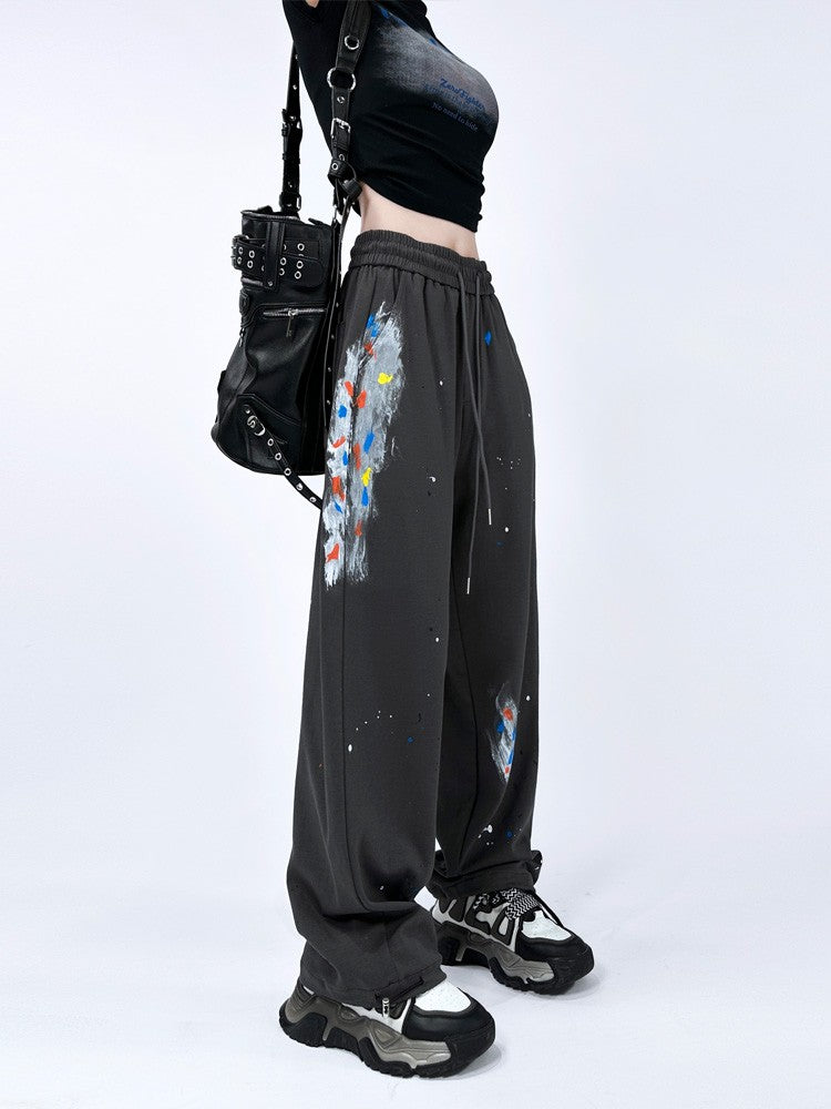 Cover-up colore splash elastic drawstring sweatpants