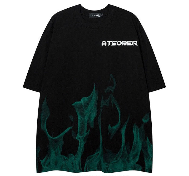 Green flame unisex short-sleeved T-shirt