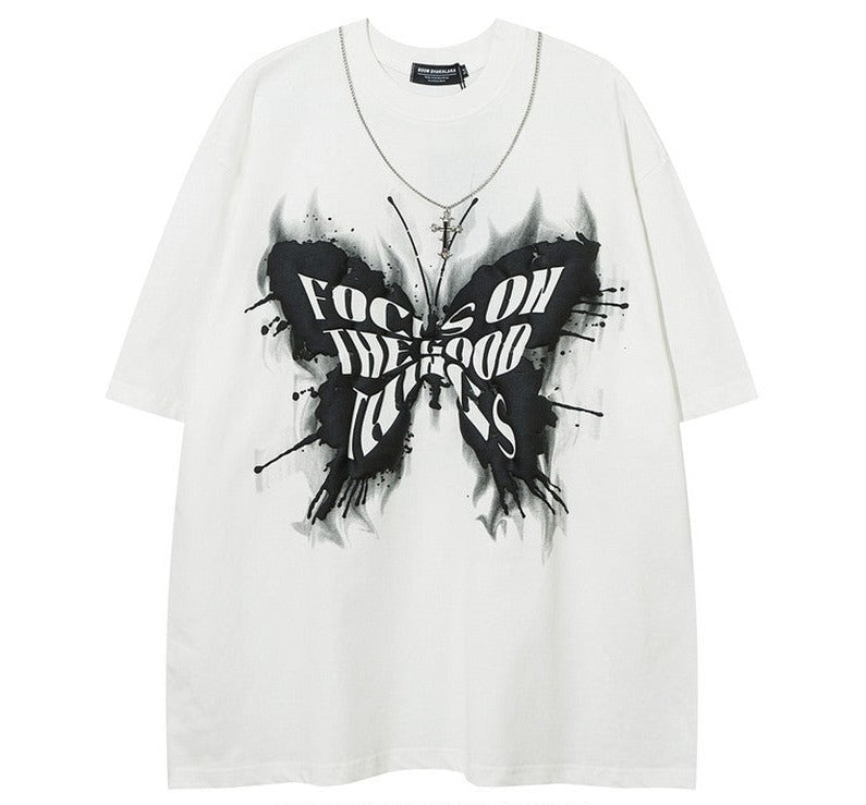 Butterfly Graffiti Chain Short Sleeve T-Shirt