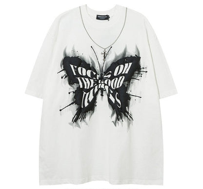 Butterfly Graffiti Chain Short Sleeve T-Shirt