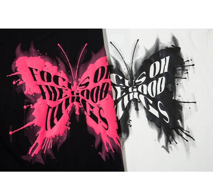 Butterfly Graffiti Chain Short Sleeve T-Shirt