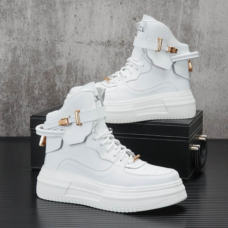 Weiße High-Top-Schuhe Herren Mid-Top-Stiefel