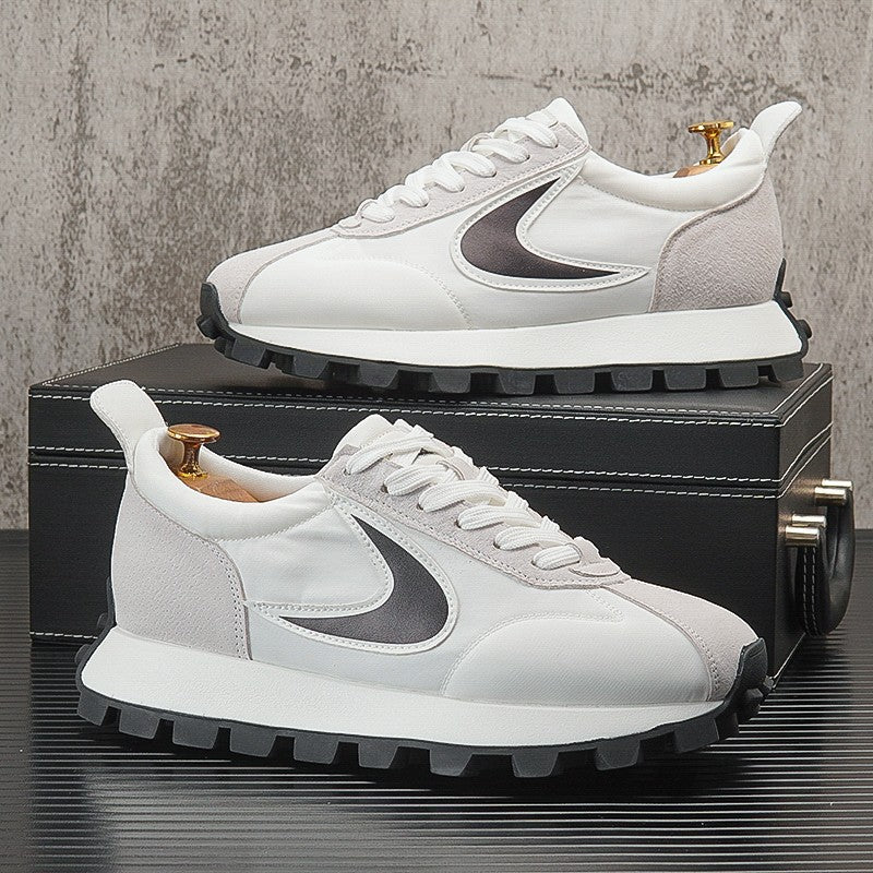 White shoes with increased height casual sports shoes