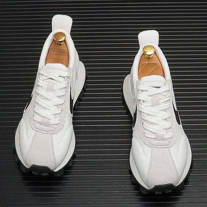 White shoes with increased height casual sports shoes