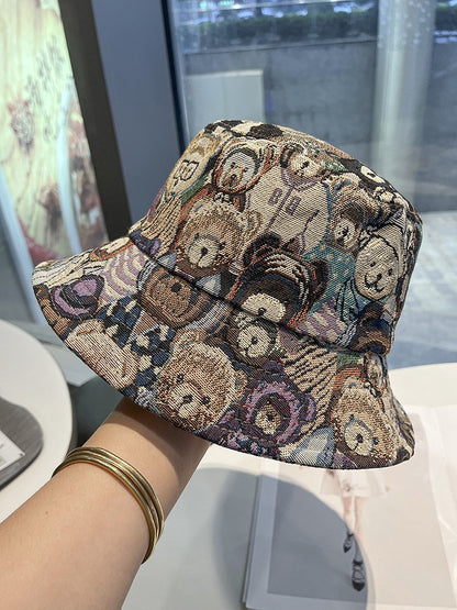 Bucket bear print hat for women