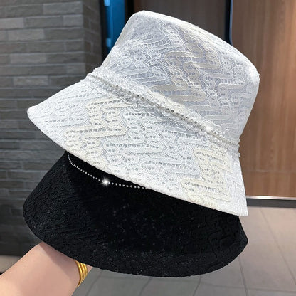 Lace Fisherman Hat Women Rhinestone