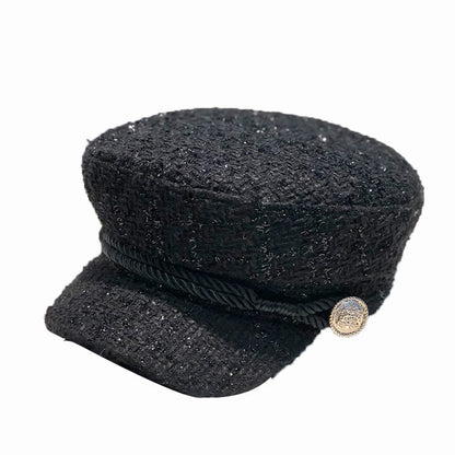 Beret trendy button octagonal hat top hat