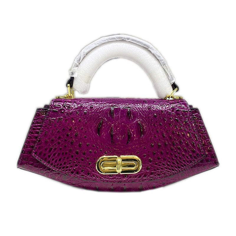 Crocodile pattern saddle luxury genuine leather handbag