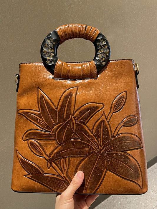 First-layer Chinese style solid wood handbag