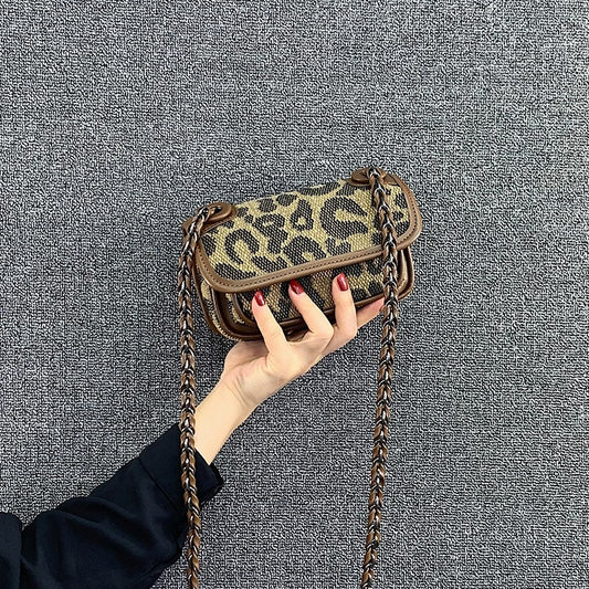 Leopard print canvas super women's crossbody bag